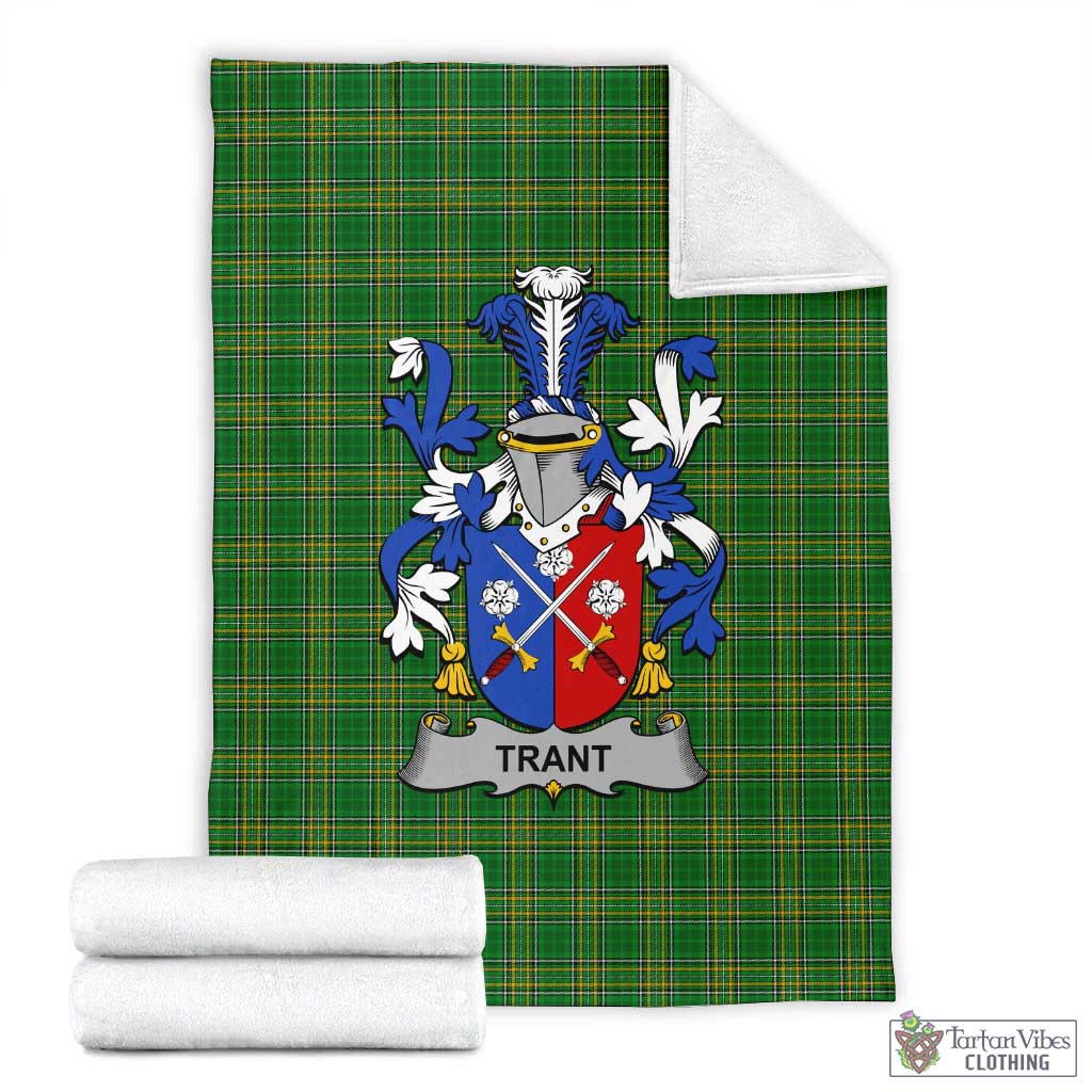 Tartan Vibes Clothing Trant Irish Clan Tartan Blanket with Coat of Arms