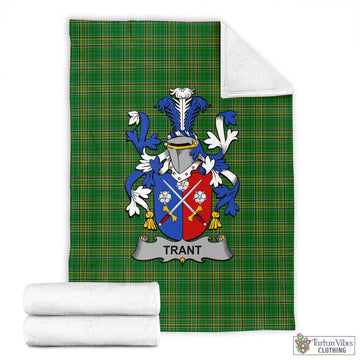 Tartan Vibes Clothing Trant Irish Clan Tartan Blanket with Coat of Arms