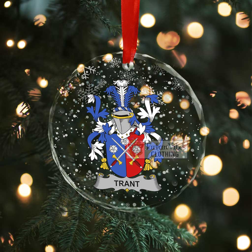 Trant Irish Clan Christmas Glass Ornament with Coat of Arms - 2D-tartanvibesclothing