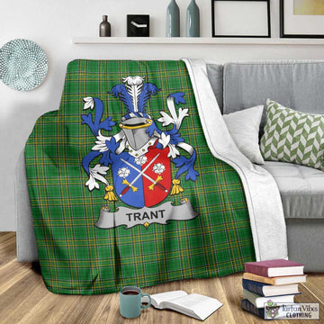 Tartan Vibes Clothing Trant Irish Clan Tartan Blanket with Coat of Arms