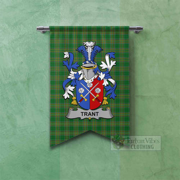Trant Irish Clan Tartan Gonfalon, Tartan Banner with Coat of Arms