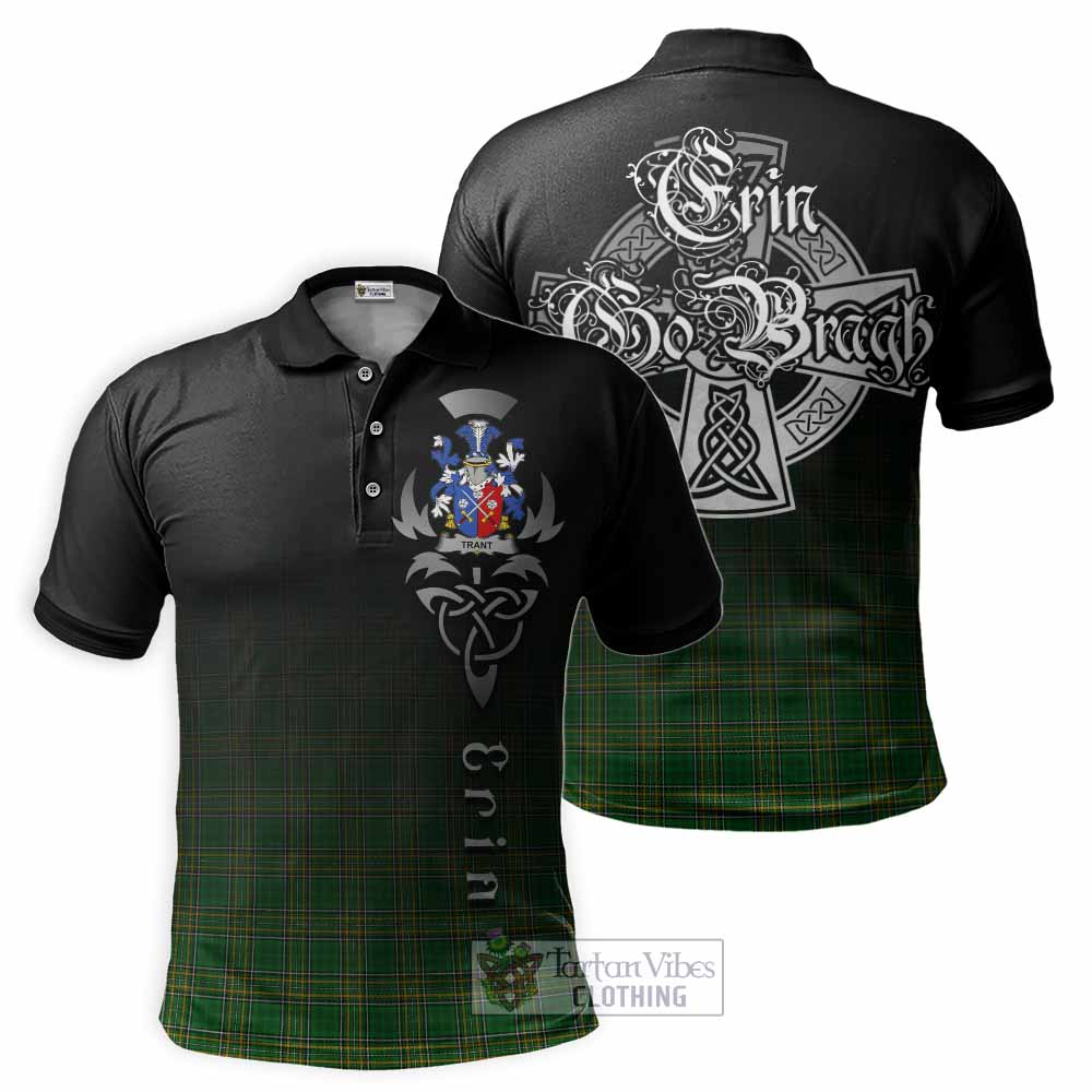 Tartan Vibes Clothing Trant Irish Clan Polo Shirt with Coat of Arms Erin Go Bragh Celtic Inspired