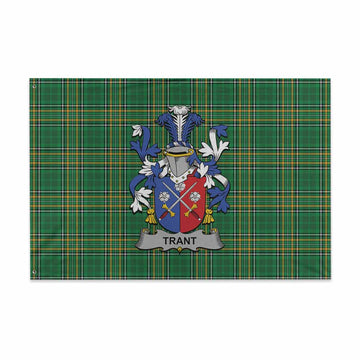 Trant Irish Clan Tartan House Flag with Coat of Arms