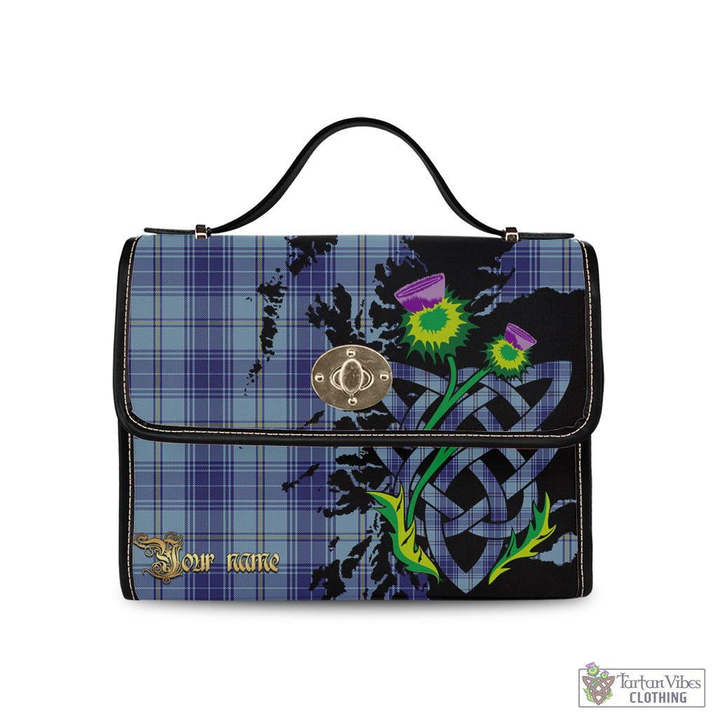 Traynor Tartan Waterproof Canvas Bag with Scotland Map and Thistle Celtic Accents Black Leather Strap One Size 10.5*20*27cm - Tartan Vibes Clothing
