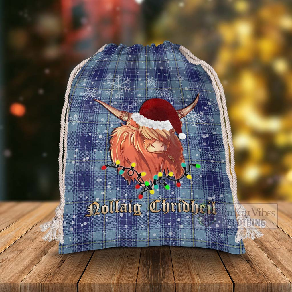 Tartan Vibes Clothing Traynor Tartan Christmas Santa's Bag with Highland Cow
