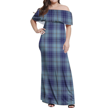 Traynor Tartan Off Shoulder Long Dress Women's Dress - Tartan Vibes Clothing