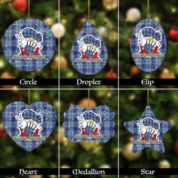 Traynor Tartan Christmas Ornaments with Scottish Gnome Playing Bagpipes