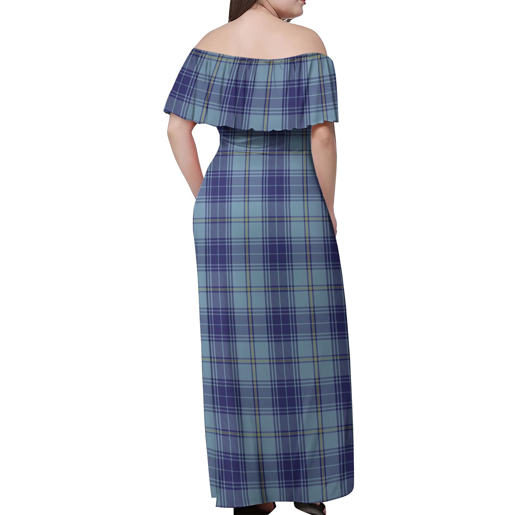 Traynor Tartan Off Shoulder Long Dress - Tartan Vibes Clothing