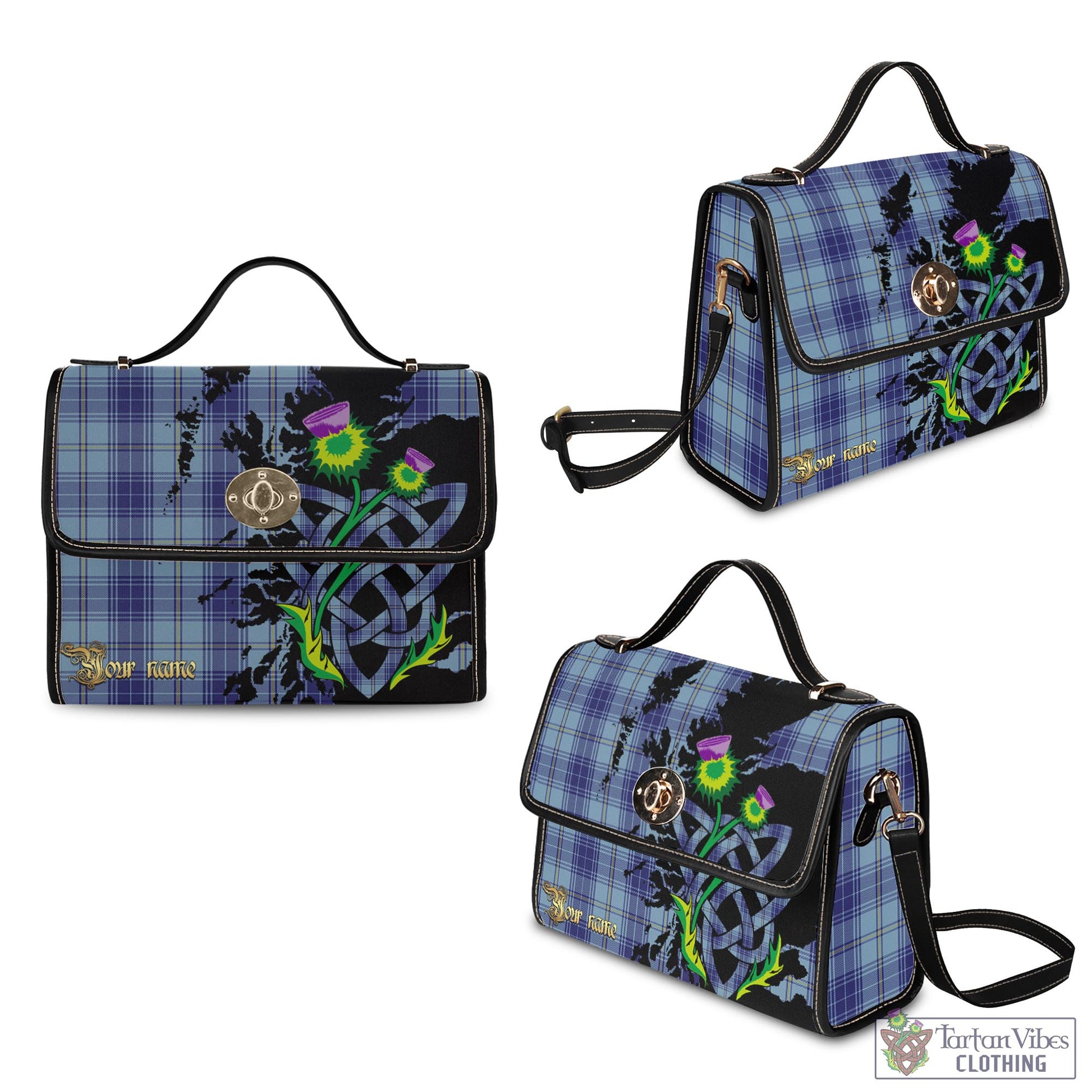 Tartan Vibes Clothing Traynor Tartan Waterproof Canvas Bag with Scotland Map and Thistle Celtic Accents
