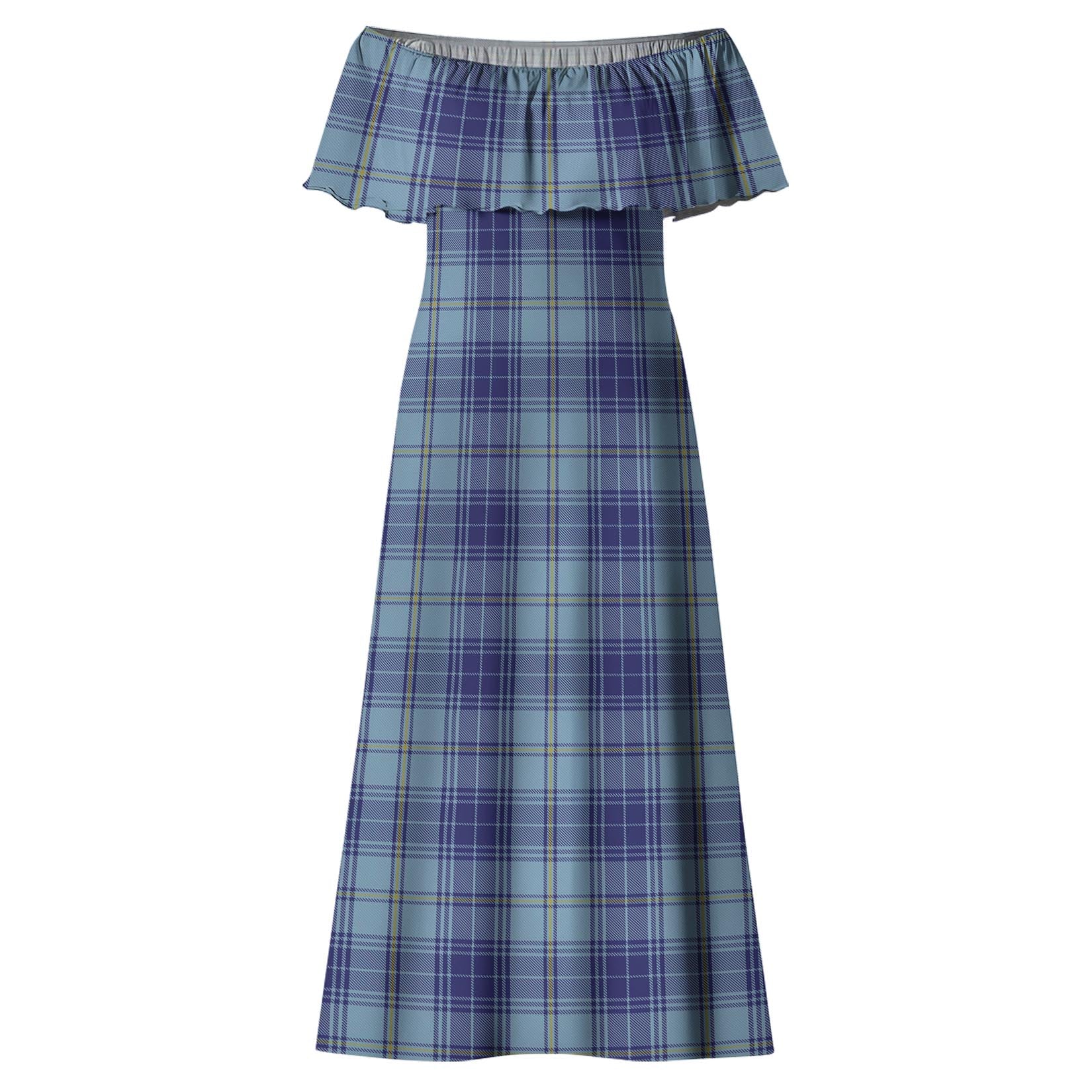 Traynor Tartan Off Shoulder Long Dress - Tartan Vibes Clothing