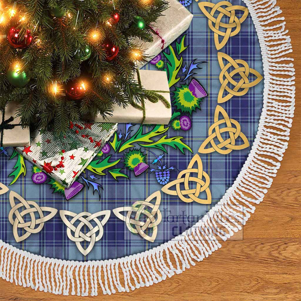 Tartan Vibes Clothing Traynor Tartan Christmas Tree Skirt with Thistle Celtic Knot Style