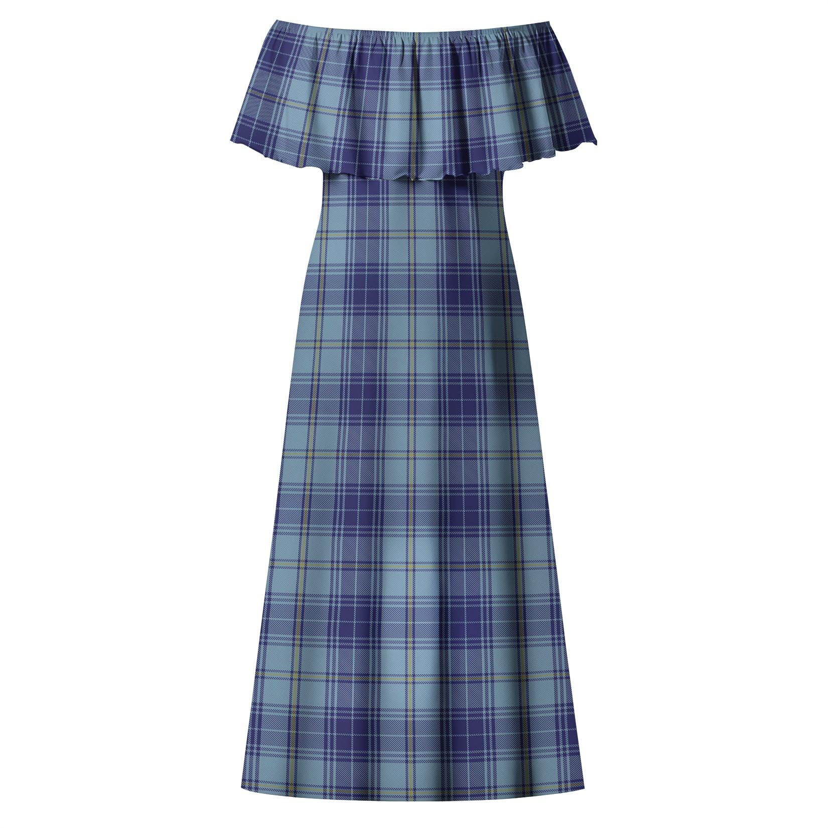 Traynor Tartan Off Shoulder Long Dress - Tartan Vibes Clothing