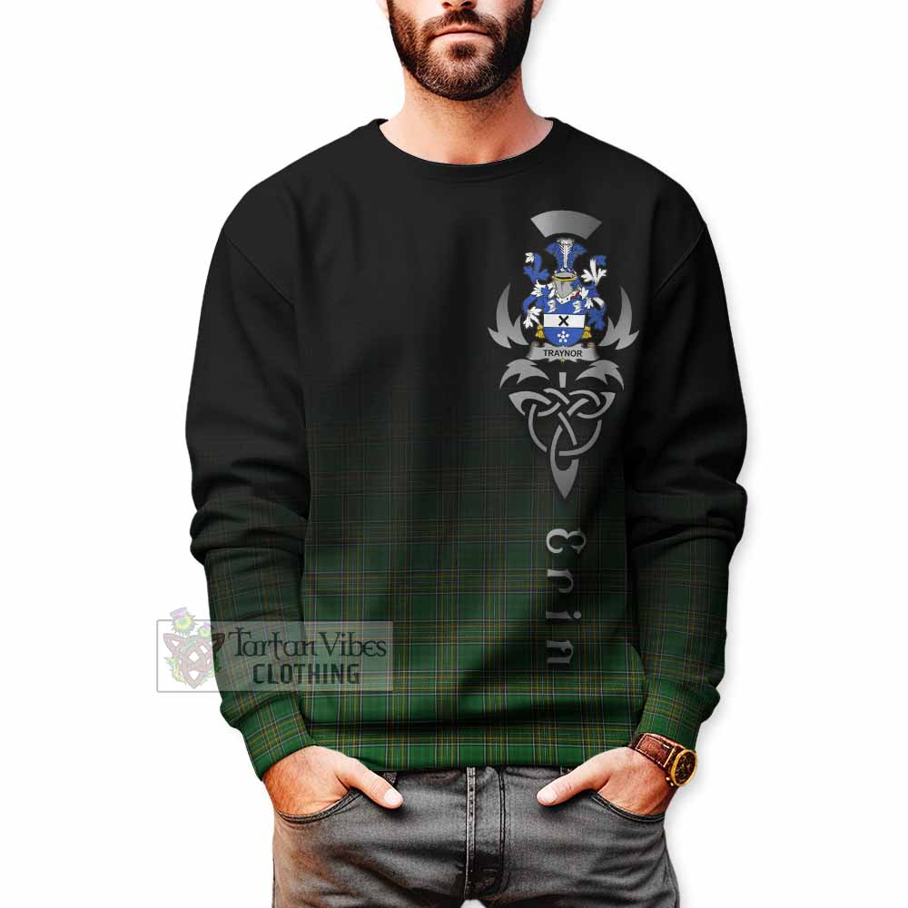 Tartan Vibes Clothing Traynor Irish Clan Sweatshirt with Coat of Arms Erin Go Bragh Celtic Inspired