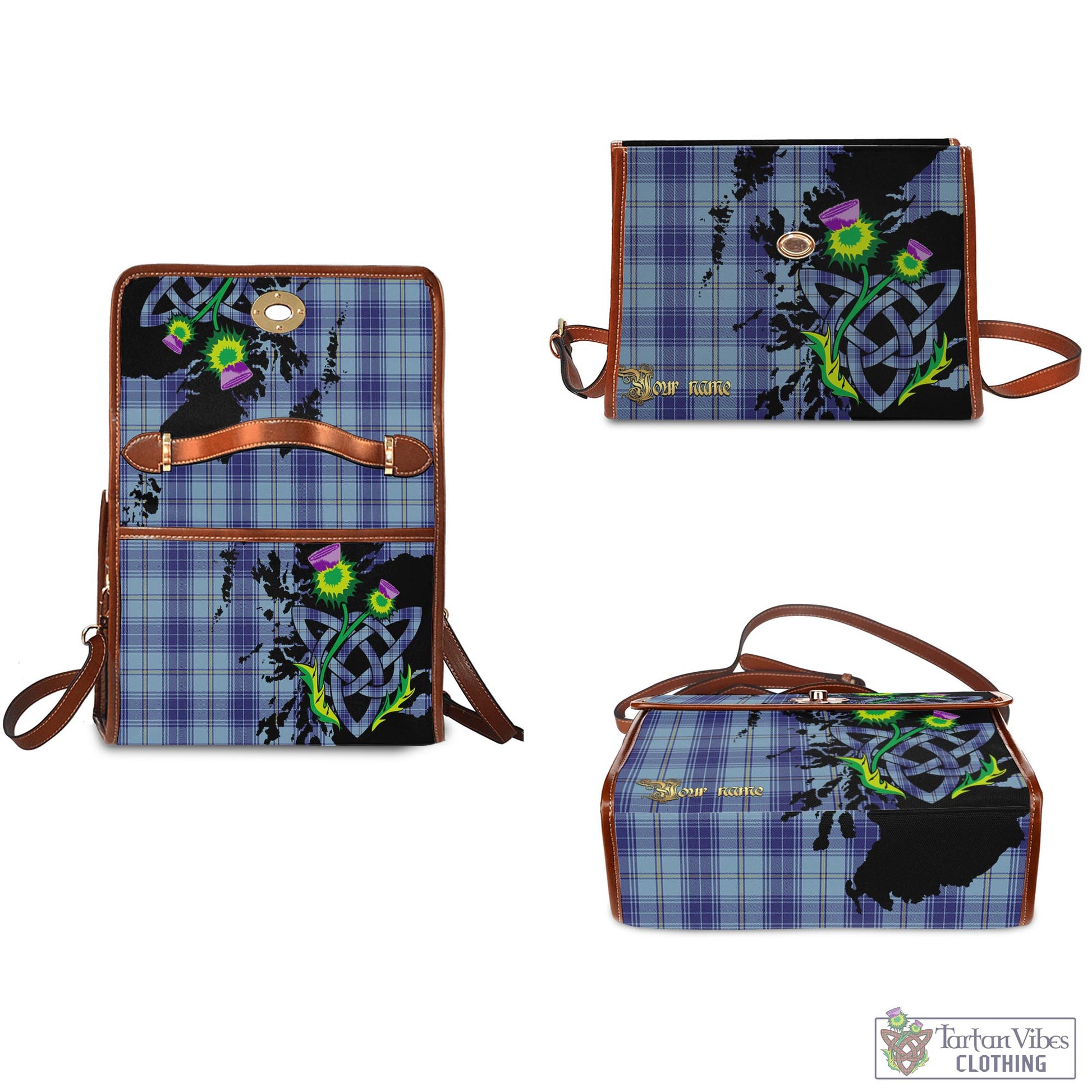 Traynor Tartan Waterproof Canvas Bag with Scotland Map and Thistle Celtic Accents - Tartan Vibes Clothing