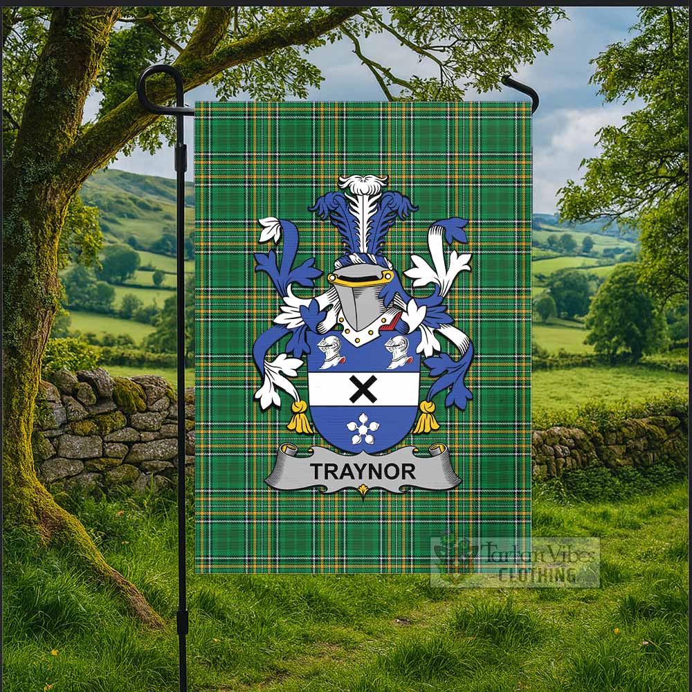 Traynor Irish Clan Tartan Flag with Coat of Arms