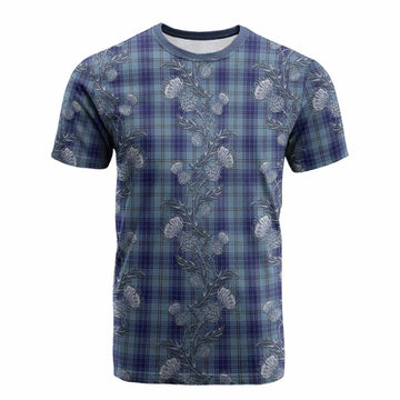 Traynor Tartan Cotton T-shirt Seamless Scottish Thistle Flowers