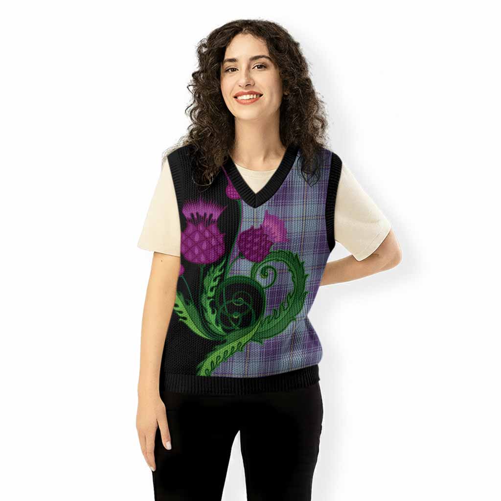 Traynor Tartan Knitted V-Neck Vest Traditional Scottish Thistle