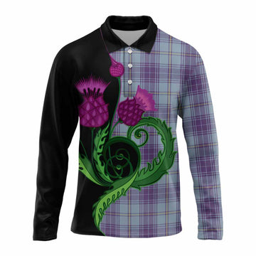 Traynor Tartan Long Sleeve Polo Shirt Traditional Scottish Thistle