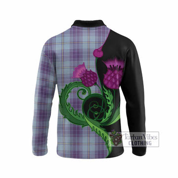 Traynor Tartan Long Sleeve Polo Shirt Traditional Scottish Thistle