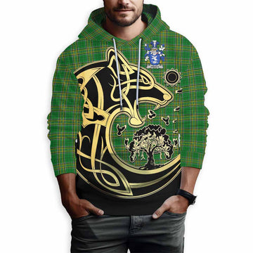 Treacy Irish Tartan Hoodie with Coat of Arms Celtic Wolf Style
