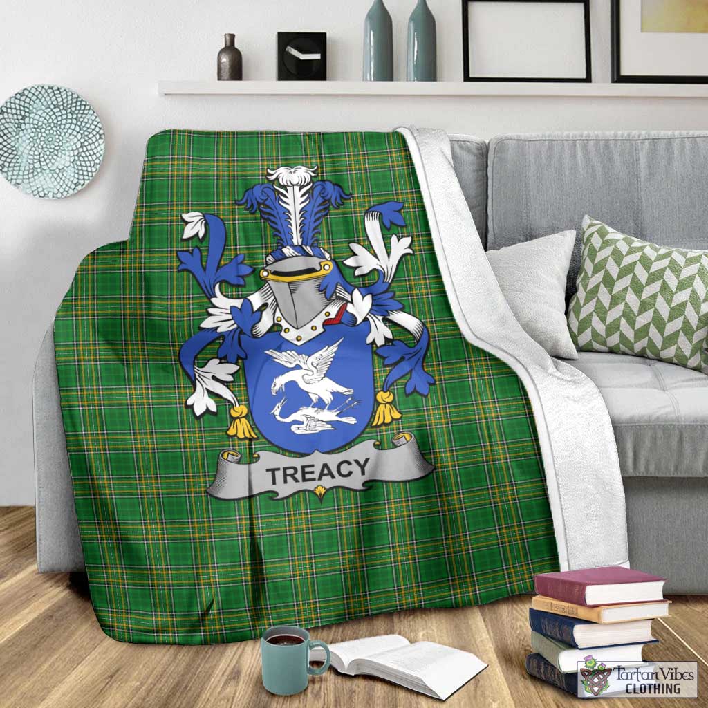Tartan Vibes Clothing Treacy Irish Clan Tartan Blanket with Coat of Arms