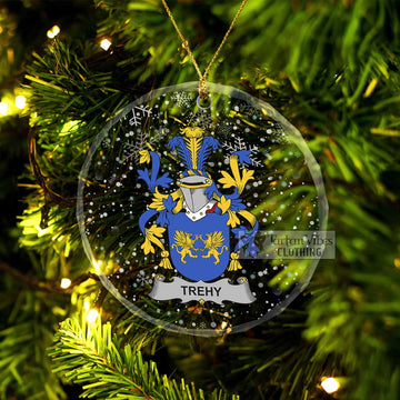 Trehy Irish Clan Christmas Glass Ornament with Coat of Arms Transparent Glass Circle - 2D-tartanvibesclothing
