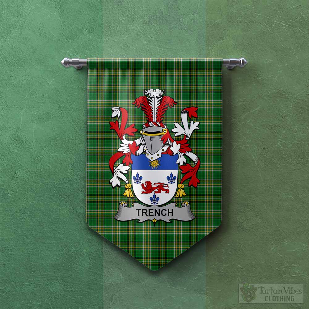 Tartan Vibes Clothing Trench Irish Clan Tartan Gonfalon, Tartan Banner with Coat of Arms