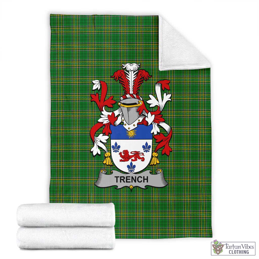 Trench Irish Clan Tartan Blanket with Coat of Arms X-Large 59 x 79 inches 150 x 200 cm - Tartan Vibes Clothing