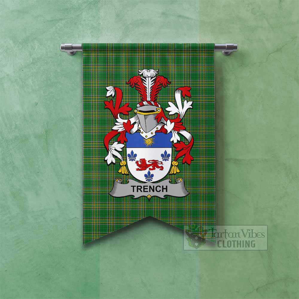 Tartan Vibes Clothing Trench Irish Clan Tartan Gonfalon, Tartan Banner with Coat of Arms