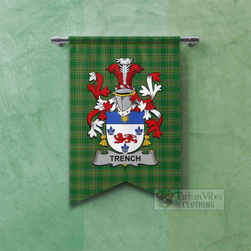 Trench Irish Clan Tartan Gonfalon, Tartan Banner with Coat of Arms