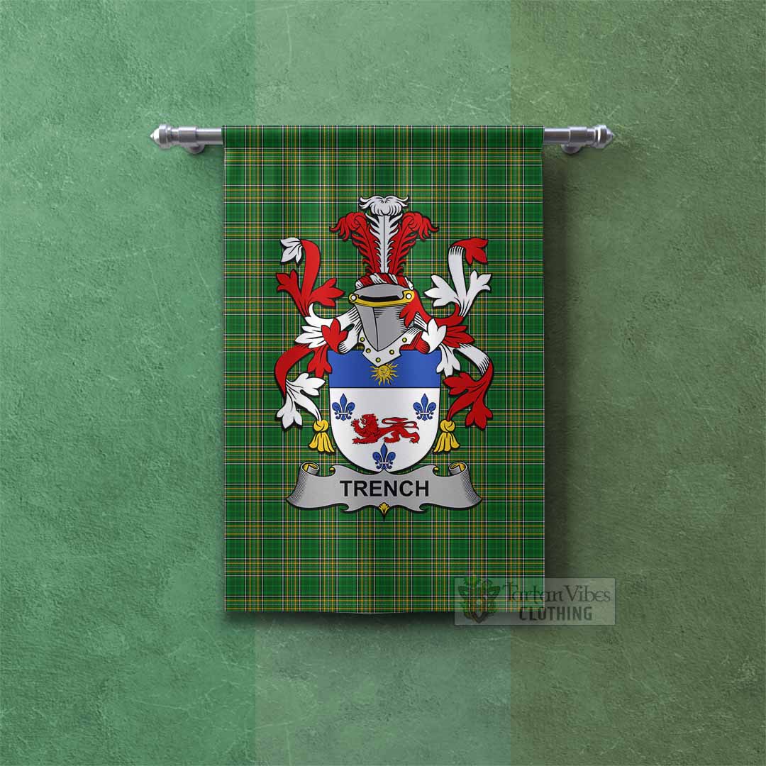 Tartan Vibes Clothing Trench Irish Clan Tartan Gonfalon, Tartan Banner with Coat of Arms