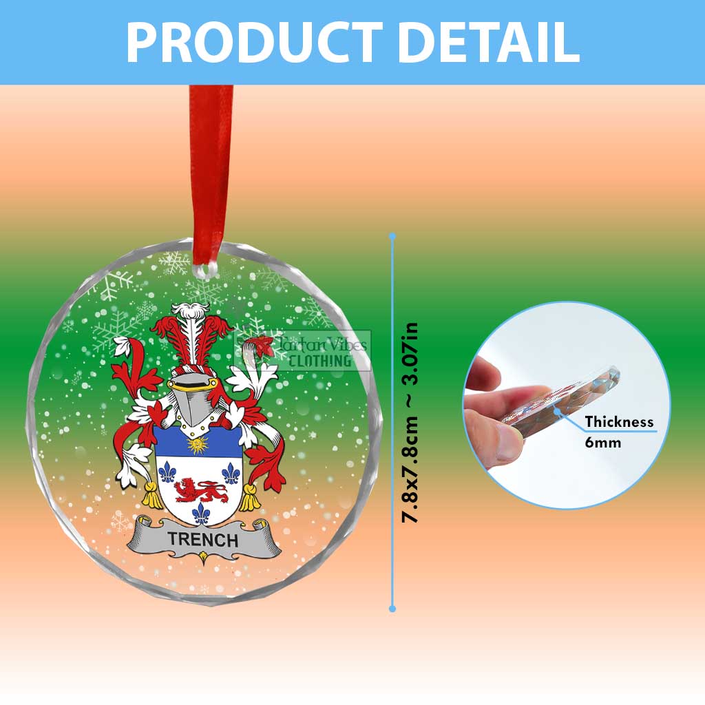 Tartan Vibes Clothing Trench Irish Clan Christmas Glass Ornament with Coat of Arms
