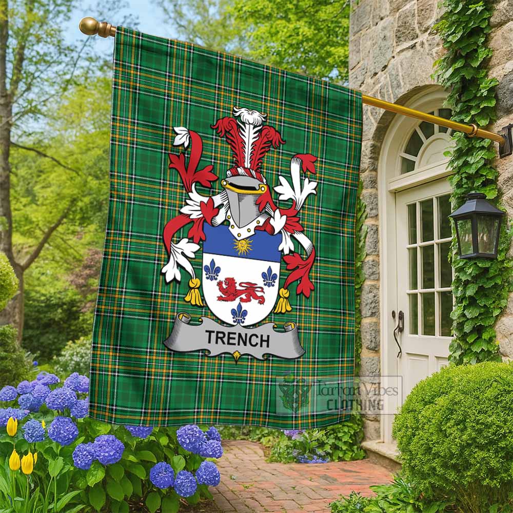 Trench Irish Clan Tartan Flag with Coat of Arms
