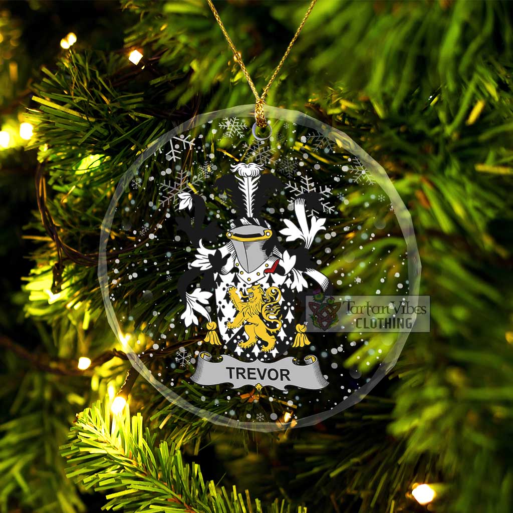 Trevor Irish Clan Christmas Glass Ornament with Coat of Arms Transparent Glass Circle - 2D-tartanvibesclothing