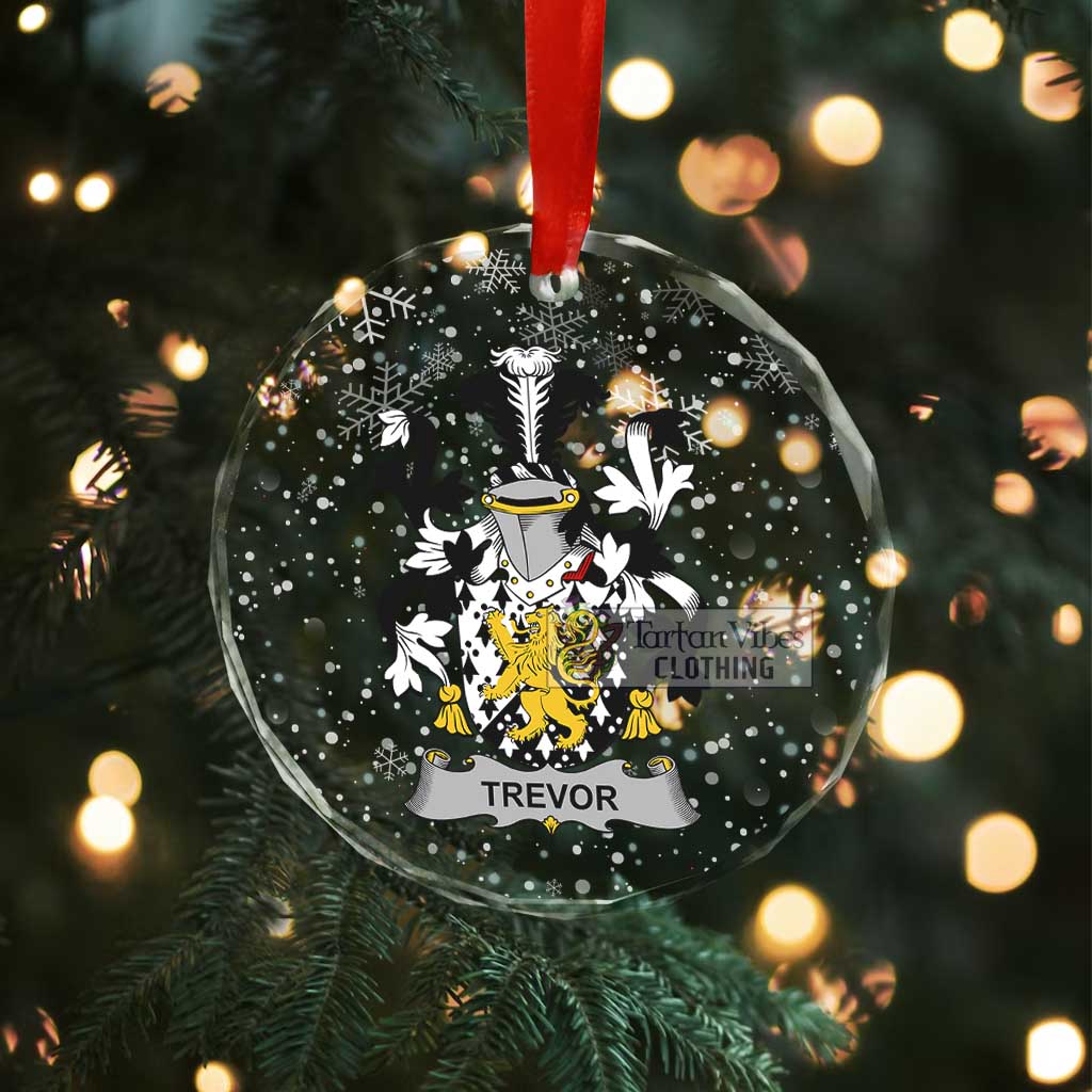 Trevor Irish Clan Christmas Glass Ornament with Coat of Arms - 2D-tartanvibesclothing
