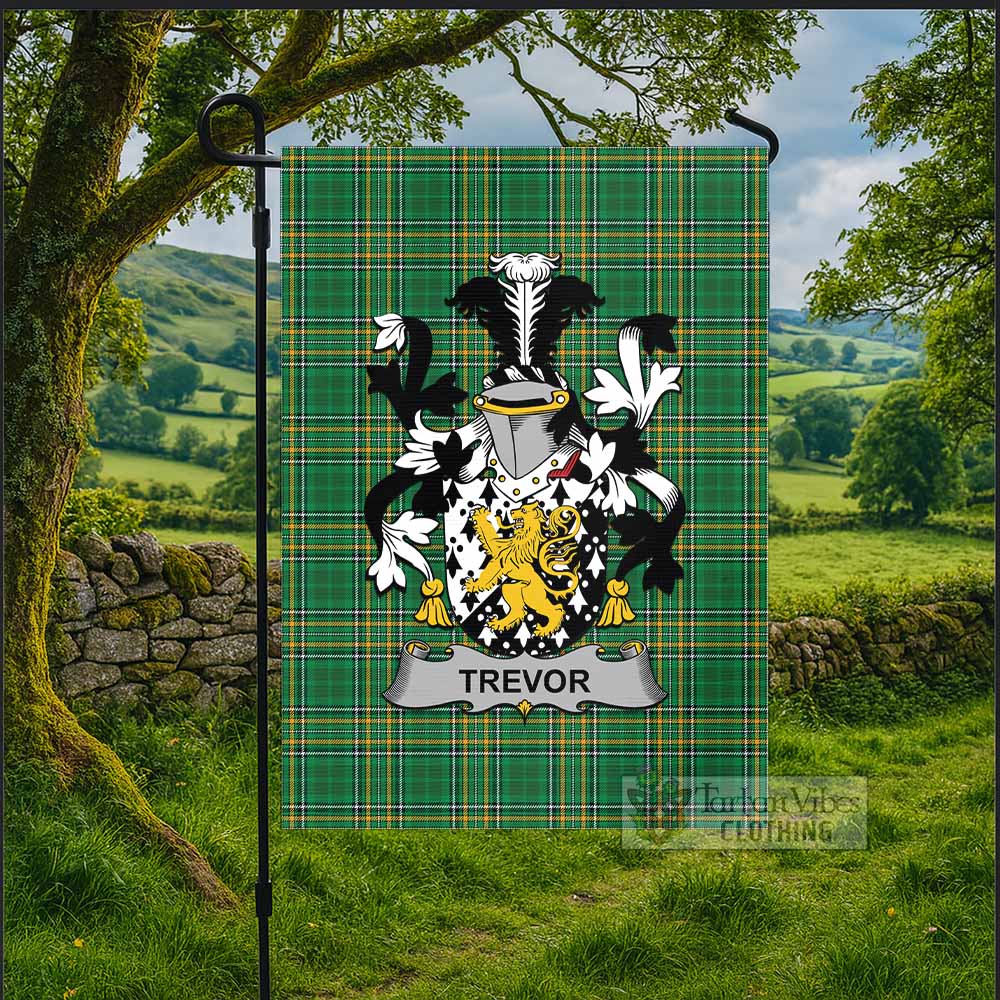 Trevor Irish Clan Tartan Flag with Coat of Arms