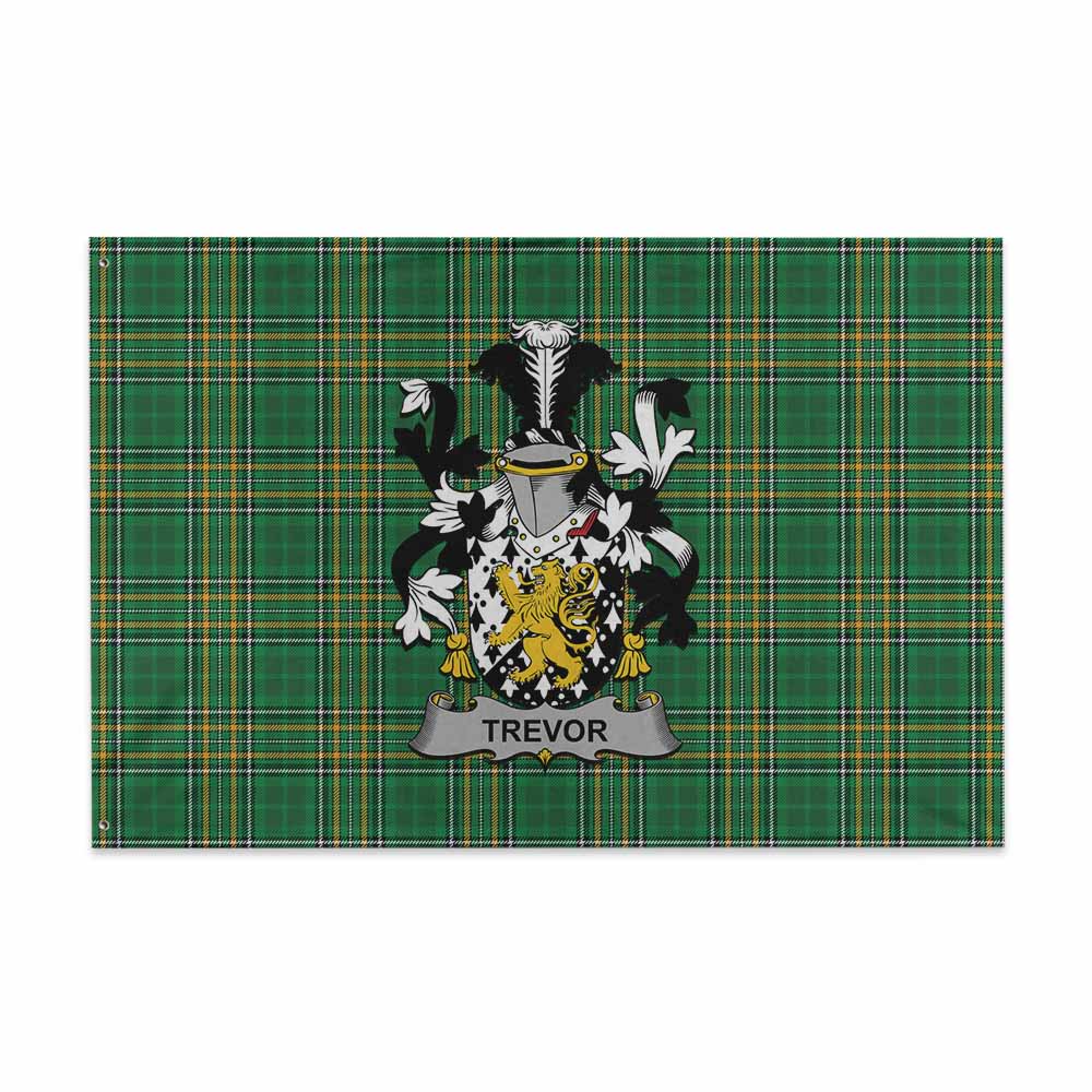 Tartan Vibes Clothing Trevor Irish Clan Tartan House Flag with Coat of Arms