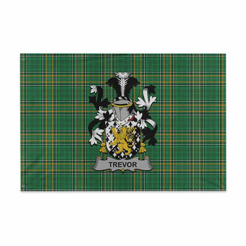 Tartan Vibes Clothing Trevor Irish Clan Tartan House Flag with Coat of Arms