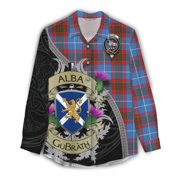 Trotter Tartan Family Crest Women's Casual Shirt Lion Rampant Royal Thistle Shield Celtic Inspired Female - Tartan Vibes Clothing