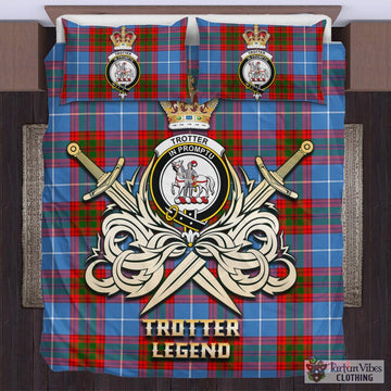 Tartan Vibes Clothing Trotter Tartan Bedding Set with Clan Crest and the Golden Sword of Courageous Legacy