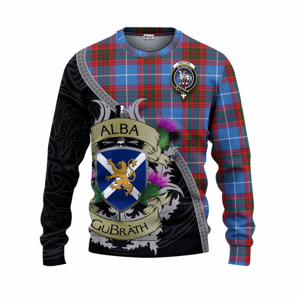 Trotter Tartan Family Crest Knitted Sweater Lion Rampant Royal Thistle Shield Celtic Inspired Unisex - Tartan Vibes Clothing