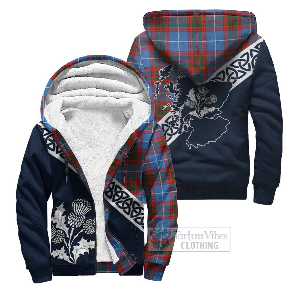 Trotter Tartan Sherpa Hoodie Featuring Thistle and Scotland Map Unisex - Tartan Vibes Clothing