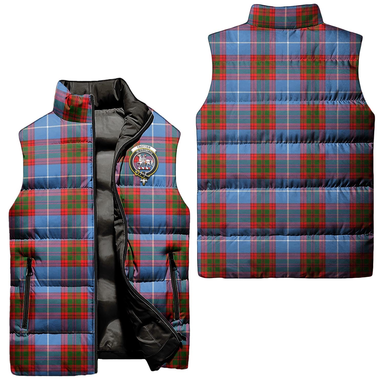 Trotter Tartan Sleeveless Puffer Jacket with Family Crest Unisex - Tartan Vibes Clothing