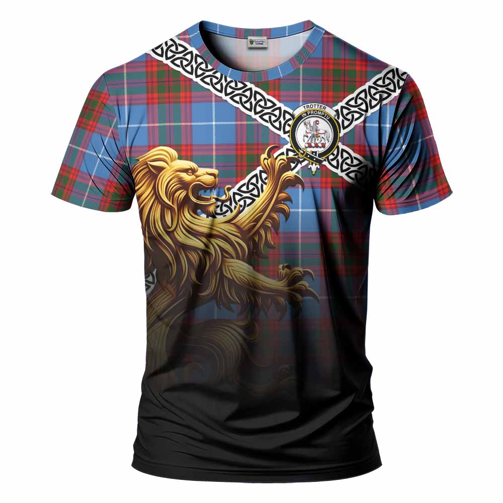 Trotter Crest Tartan T-Shirt with Golden Lion Emblem Celtic Style Kid's Shirt - Tartan Vibes Clothing