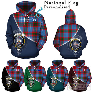 Trotter Tartan Hoodie with Personalised National Flag and Family Crest Half Style Zip Hoodie - Tartan Vibes Clothing
