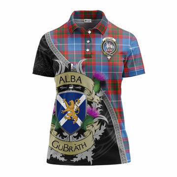 Trotter Tartan Family Crest Women's Polo Shirt Lion Rampant Royal Thistle Shield Celtic Inspired Women - Tartan Vibes Clothing