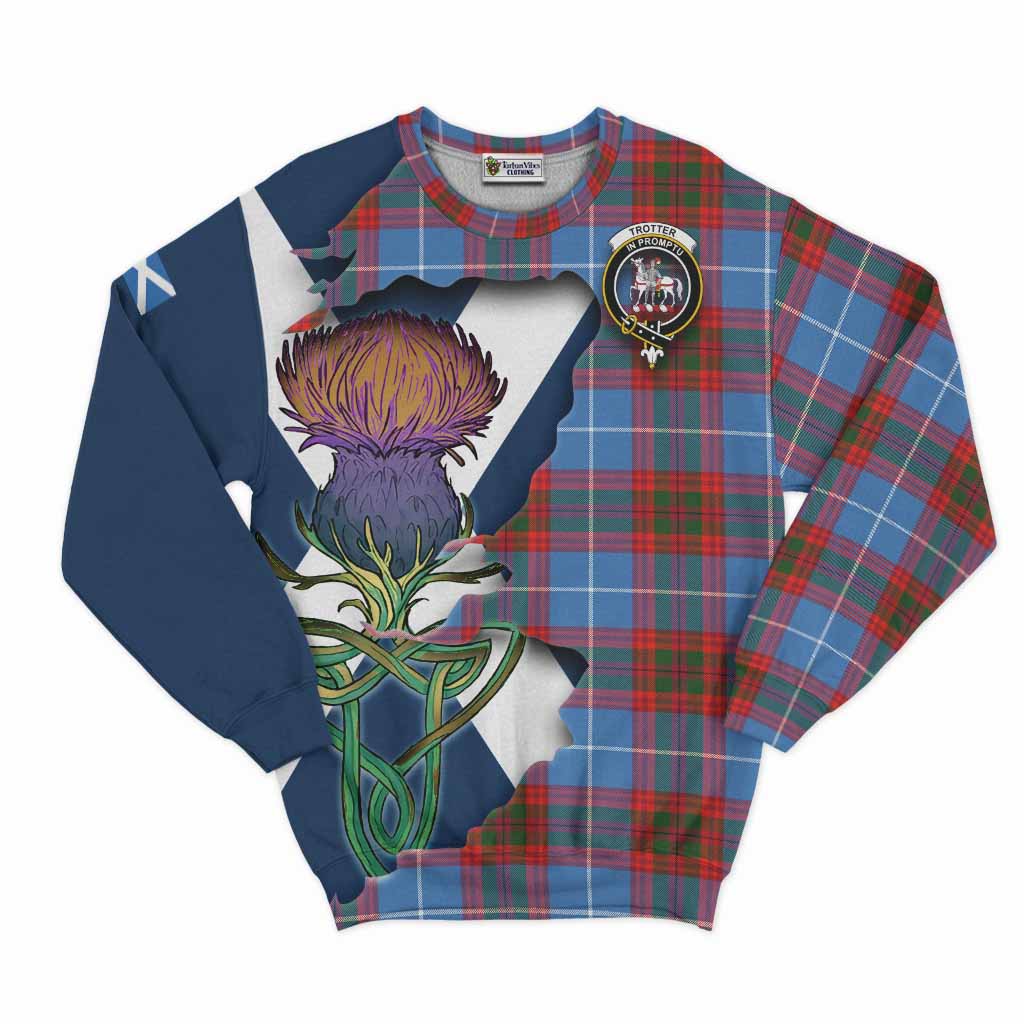 Tartan Vibes Clothing Trotter Tartan Family Crest Sweatshirt Scottish Thistle Celtic Inspired