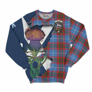 Tartan Vibes Clothing Trotter Tartan Family Crest Sweatshirt Scottish Thistle Celtic Inspired
