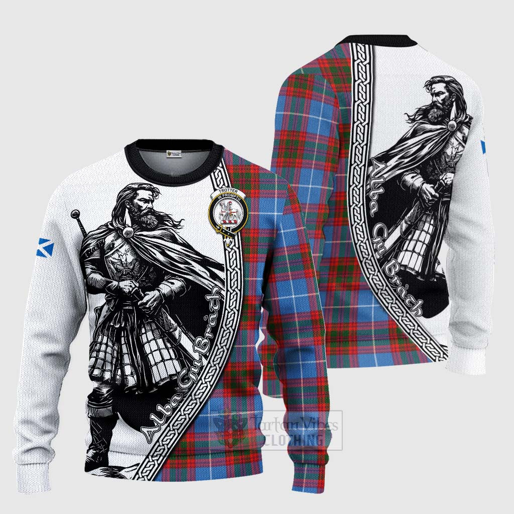Trotter Tartan Clan Crest Knitted Sweater with Highlander Warrior Celtic Style Unisex - Tartan Vibes Clothing