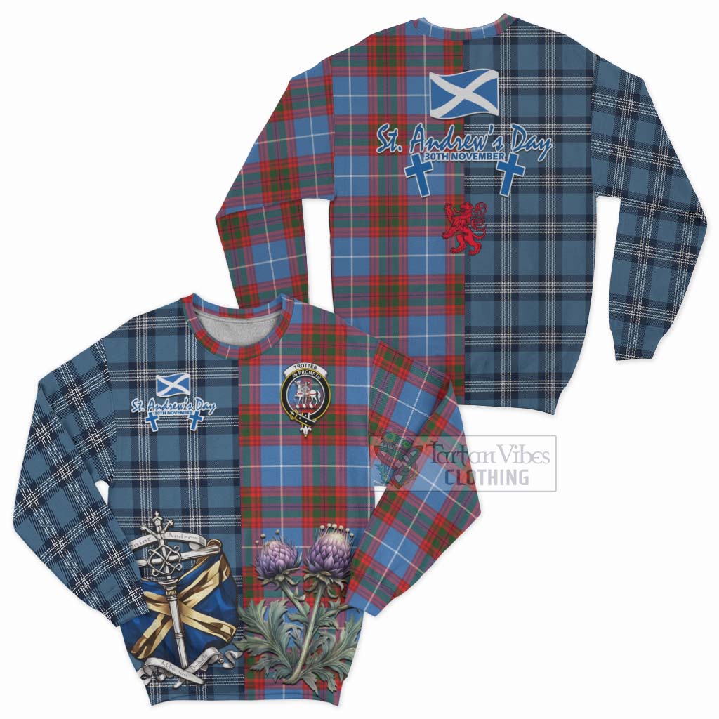 Trotter Tartan Sweatshirt Happy St. Andrew's Day Half Tartan Style Unisex - Tartan Vibes Clothing